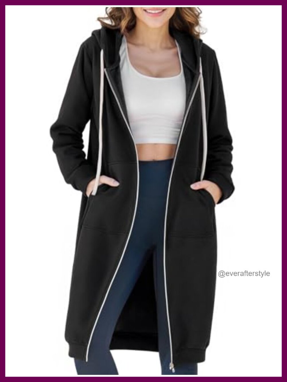 Women's Fleece Zip Up Hoodie 50% Polyester 50% Cotton Long Sleeve Sweatshirt